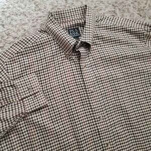 Jos. A. Bank Button Down Shirt Mens L Brown Tattersall Traveler's Collection